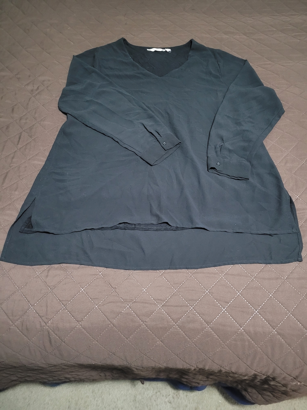 Soft Surroundings Peek Sophisticate Black Knit & Chiffon Layered Tunic Size 2XL